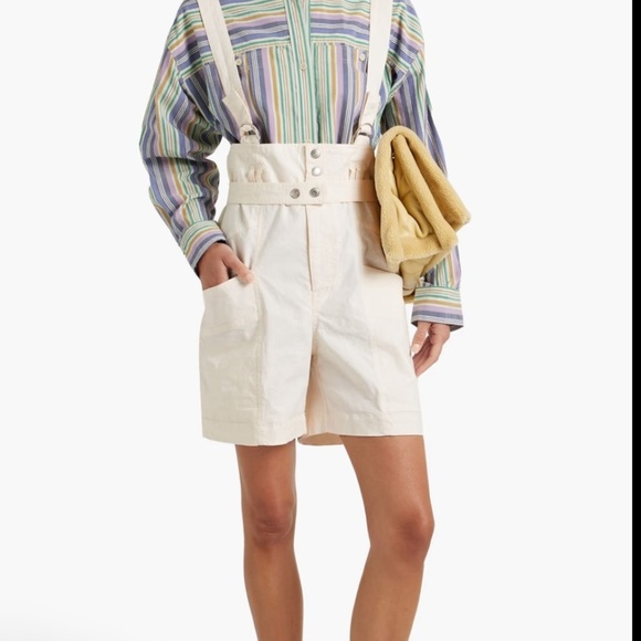 ISABEL MARANT HIGH-WAISTED EFFIE SHORTS WITH SUSPENDERS - Picture 2 of 10